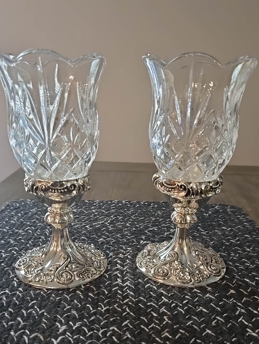 Godinger Silverplate Art Co Ltd  Baroque Candle Holder  With Crystal Votive